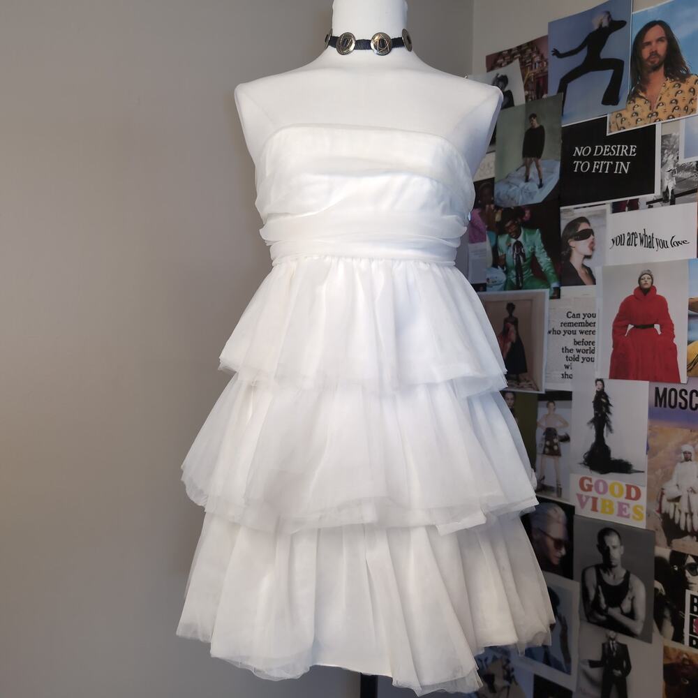 Tiered Ruffle Strapless Mini Dress Tulle Glam